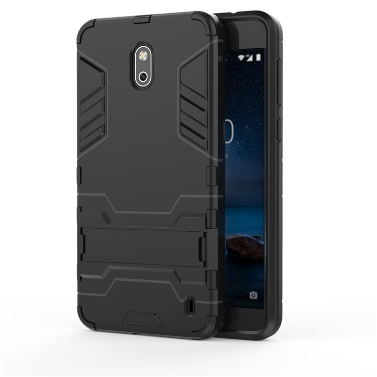 Cool Guard PC TPU Hybrid Case with Kickstand for Nokia 2 - Black-2