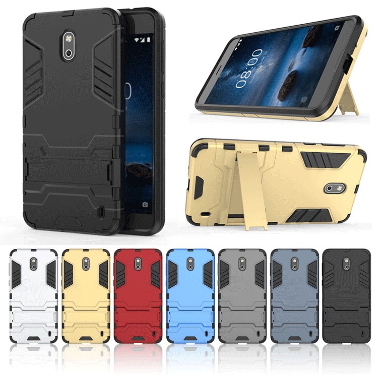 Cool Guard PC TPU Hybrid Case with Kickstand for Nokia 2 - Black-3