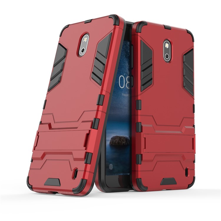 Cool Guard PC TPU Combo Back Phone Case with Kickstand for Nokia 2 - Red-1
