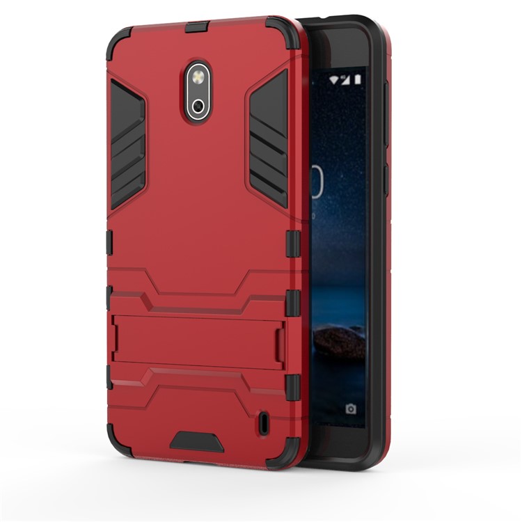 Cool Guard PC TPU Combo Back Phone Case with Kickstand for Nokia 2 - Red-2