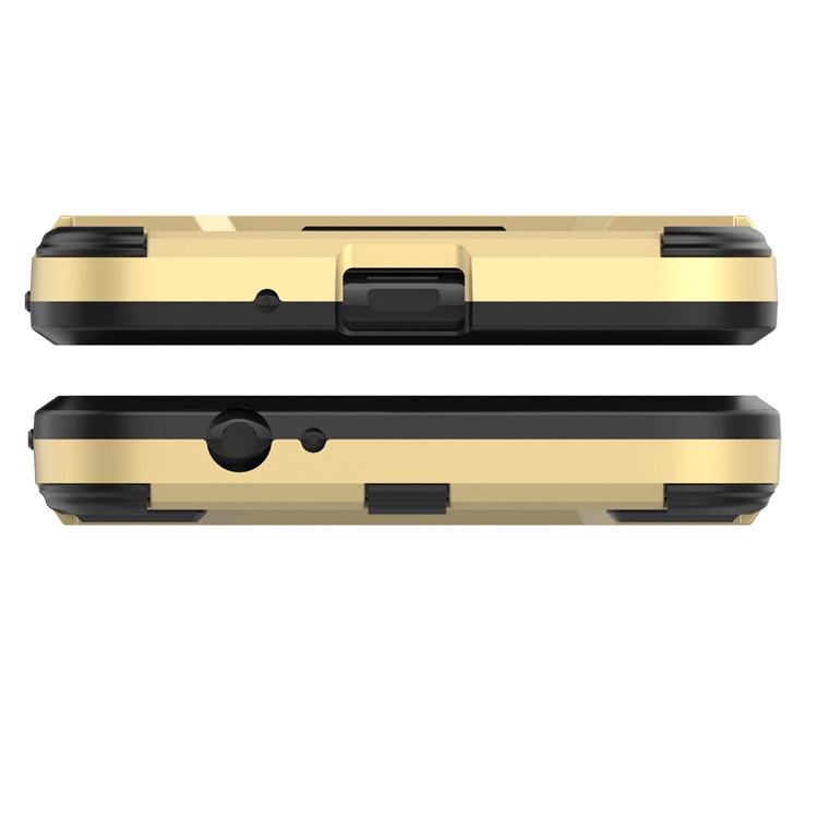 Cool Guard PC TPU Hybrid Phone Cover with Kickstand for Nokia 2 - Gold-6