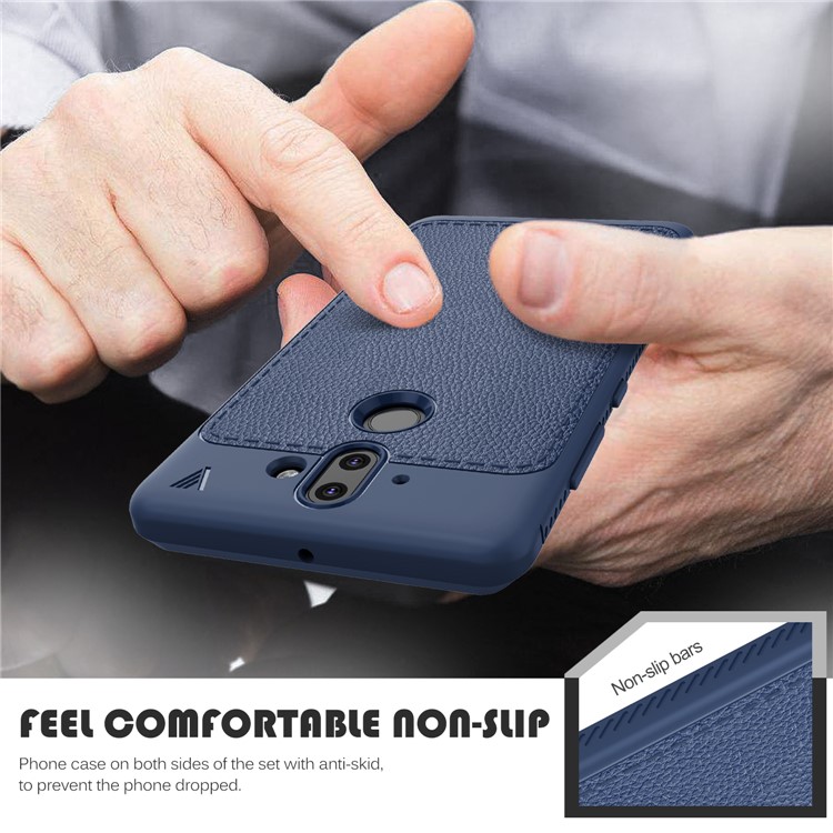 IVSO Gentry Series Leather Coated TPU Mobile Casing for Nokia 9 / 8 Sirocco - Dark Blue-5