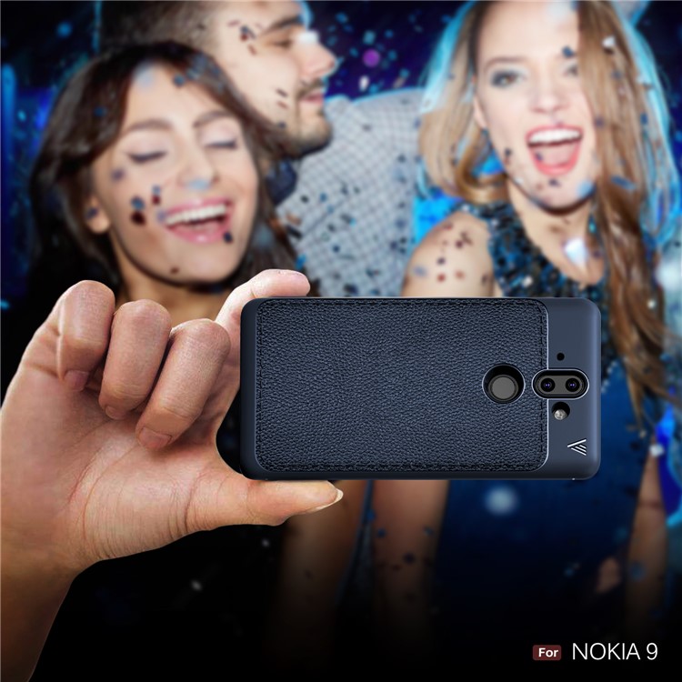 IVSO Gentry Series Leather Coated TPU Mobile Casing for Nokia 9 / 8 Sirocco - Dark Blue-8
