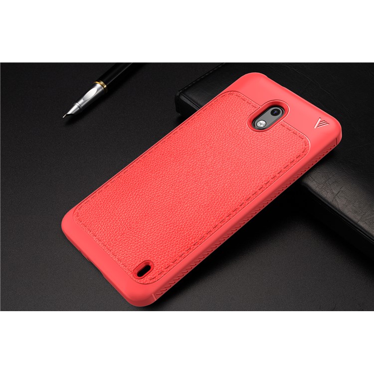 IVSO Gentry Series Leather Coated Soft TPU Mobile Back Shell for Nokia 2 - Red-6