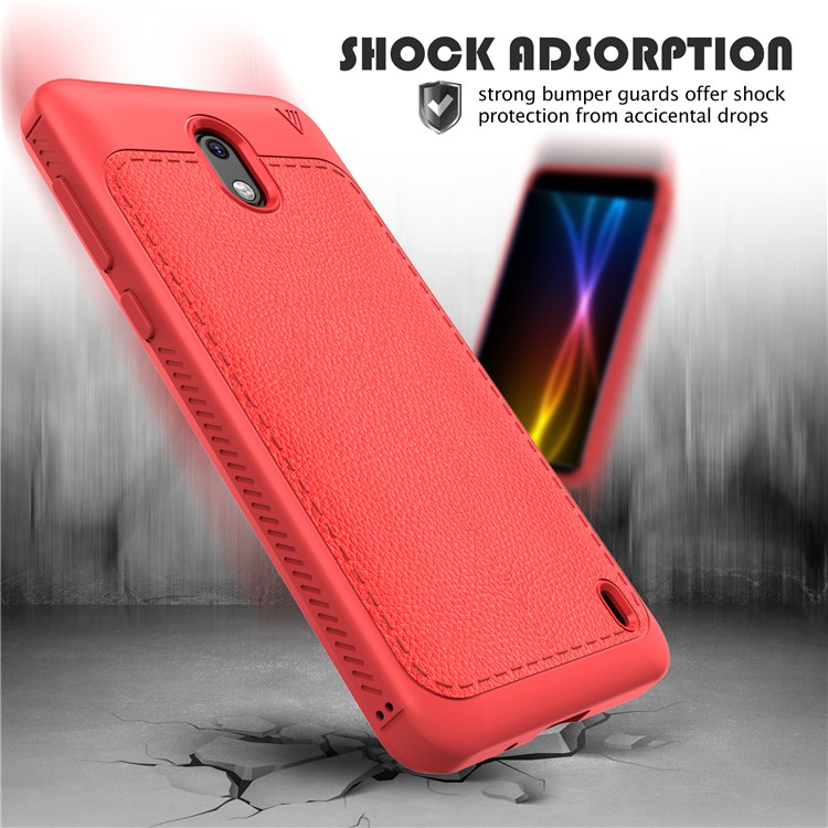 IVSO Gentry Series Leather Coated Soft TPU Mobile Back Shell for Nokia 2 - Red-7