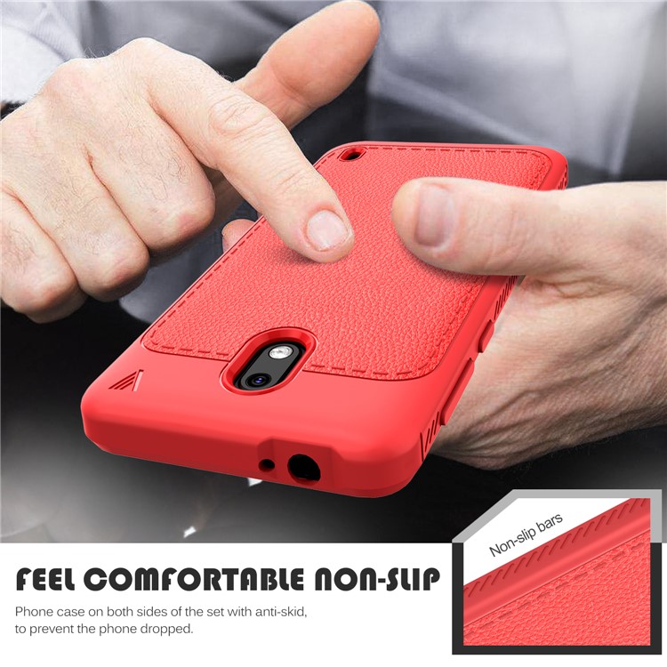 IVSO Gentry Series Leather Coated Soft TPU Mobile Back Shell for Nokia 2 - Red-8