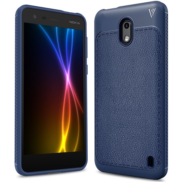 IVSO Gentry Series Leather Coated Flexible TPU Phone Casing Accessory for Nokia 2 - Dark Blue-1