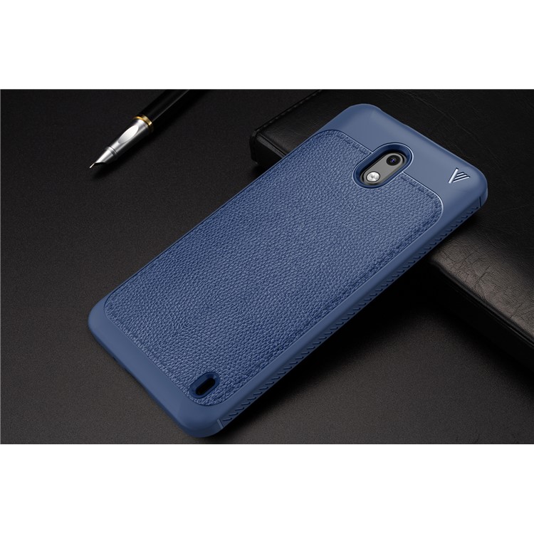 IVSO Gentry Series Leather Coated Flexible TPU Phone Casing Accessory for Nokia 2 - Dark Blue-6