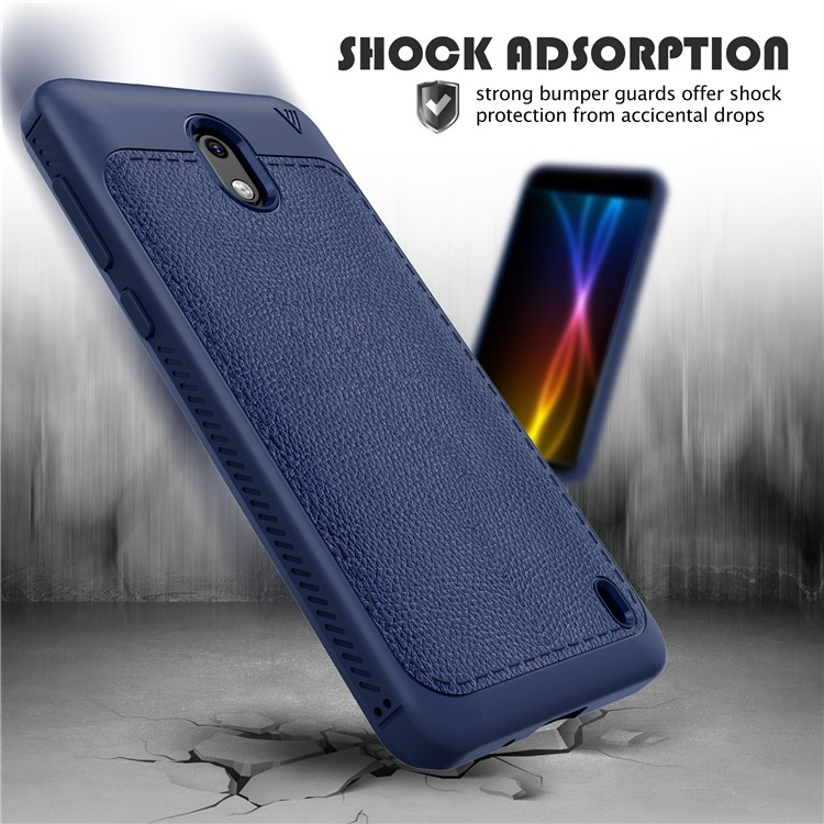 IVSO Gentry Series Leather Coated Flexible TPU Phone Casing Accessory for Nokia 2 - Dark Blue-7