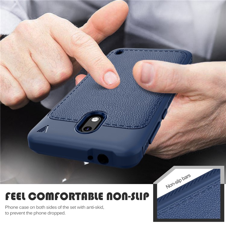 IVSO Gentry Series Leather Coated Flexible TPU Phone Casing Accessory for Nokia 2 - Dark Blue-8