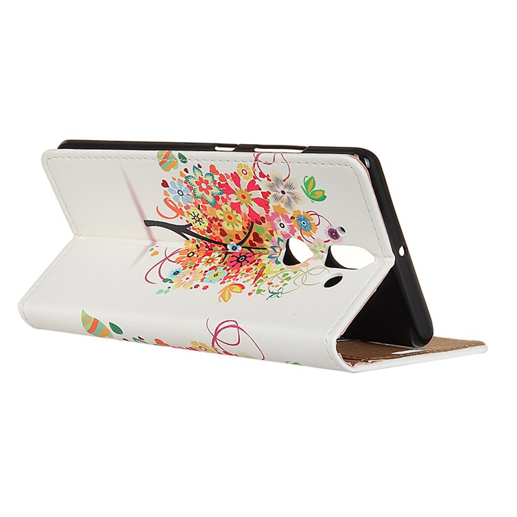 Wallet Stand Leather Phone Protective Casing for Nokia 9 / 8 Sirocco - Flowered Tree-4