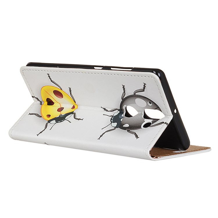 PU Leather Stand Cover with Card Slots for Nokia 9 / 8 Sirocco - Colorized Ladybug-4