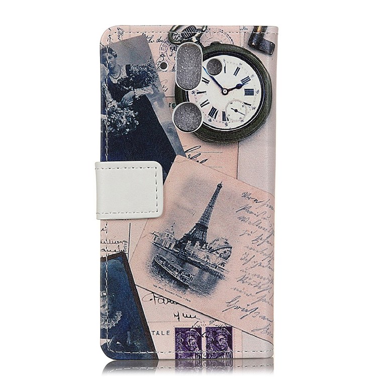 Wallet Leather Phone Case with Card Holders for Nokia 9 / 8 Sirocco - Eiffel Tower and Quill-pen-3