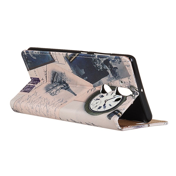 Wallet Leather Phone Case with Card Holders for Nokia 9 / 8 Sirocco - Eiffel Tower and Quill-pen-4