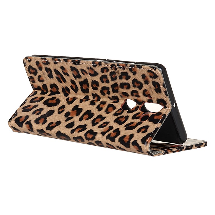 Glossy Leopard Leather Wallet Case with Stand for Nokia 9-6