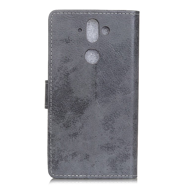 Vintage Style Flip Leather Wallet Stand Case for Nokia 9 / 8 Sirocco - Grey-3