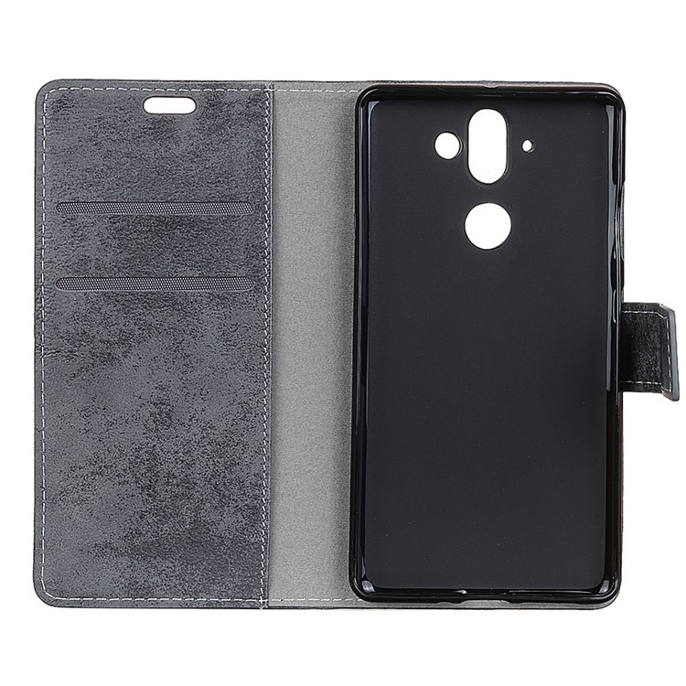 Vintage Style Flip Leather Wallet Stand Case for Nokia 9 / 8 Sirocco - Grey-6