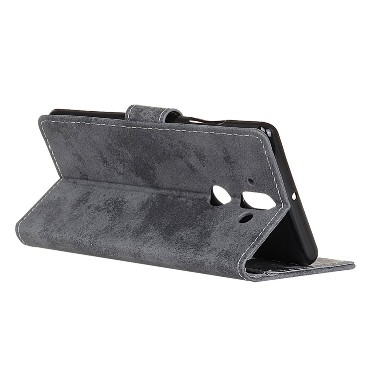 Vintage Style Flip Leather Wallet Stand Case for Nokia 9 / 8 Sirocco - Grey-7