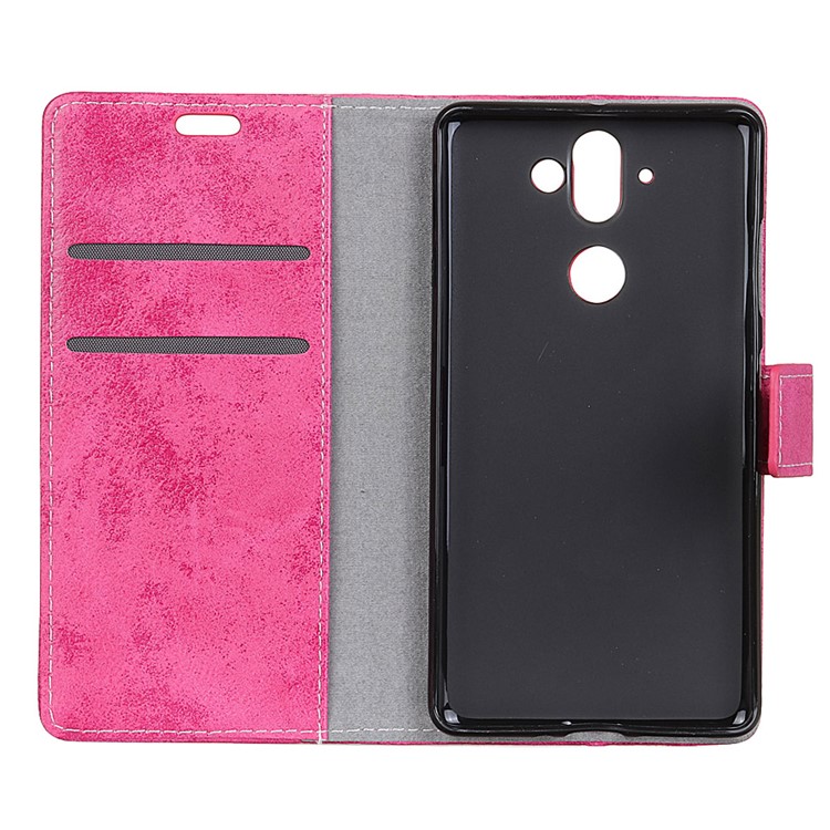 Vintage Style Flip Leather Wallet Stand Cover for Nokia 9 / 8 Sirocco - Rose-6