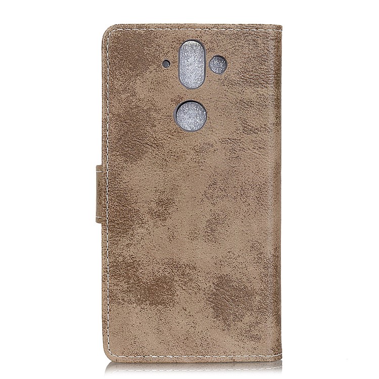 Vintage Style PU Leather Card Holder Stand Phone Case for Nokia 9 / 8 Sirocco - Khaki-3