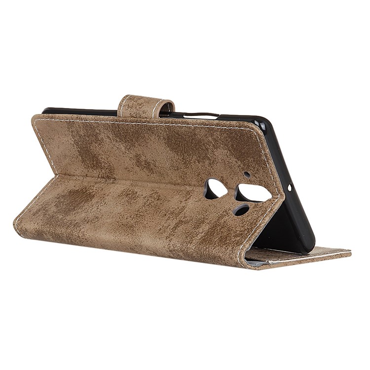Vintage Style PU Leather Card Holder Stand Phone Case for Nokia 9 / 8 Sirocco - Khaki-7
