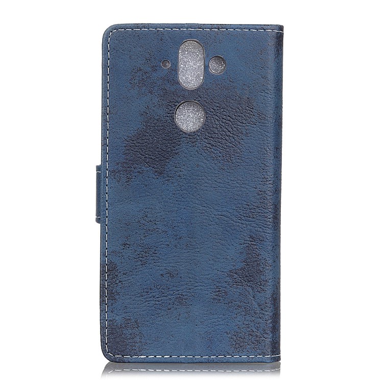 Vintage Design Flip Leather Wallet Stand Mobile Case for Nokia 9 / 8 Sirocco - Dark Blue-3