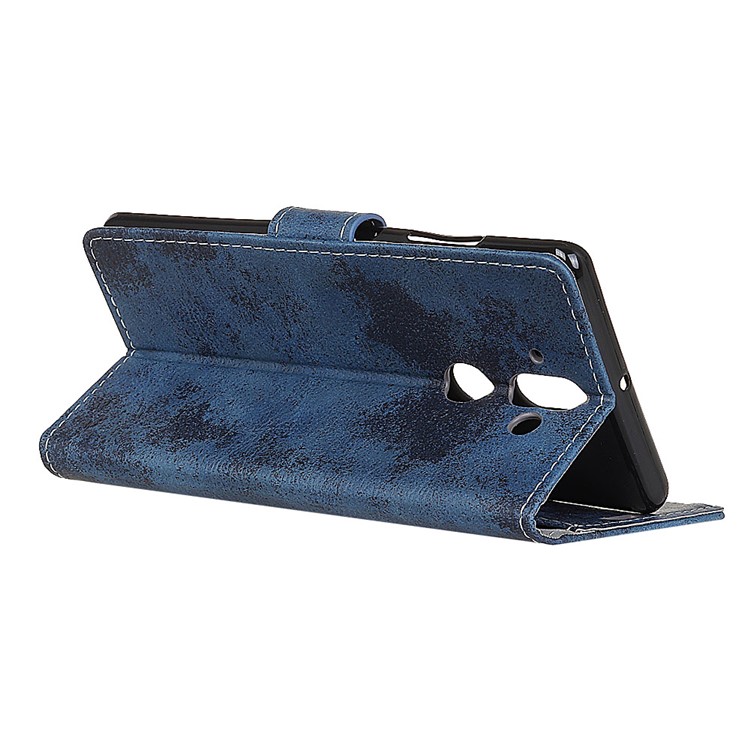 Vintage Design Flip Leather Wallet Stand Mobile Case for Nokia 9 / 8 Sirocco - Dark Blue-7