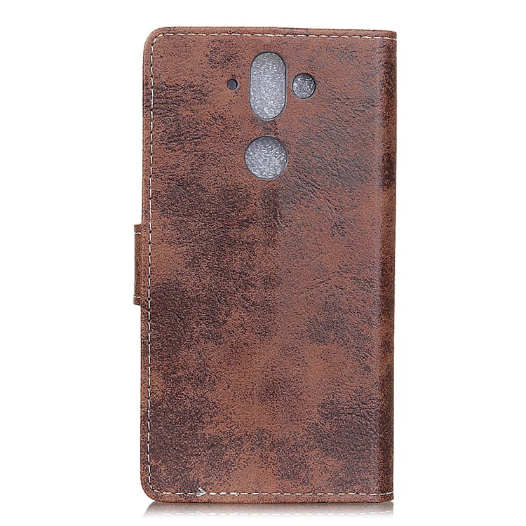 Vintage Design PU Leather Protective Cover with Stand for Nokia 9 / 8 Sirocco - Brown-3