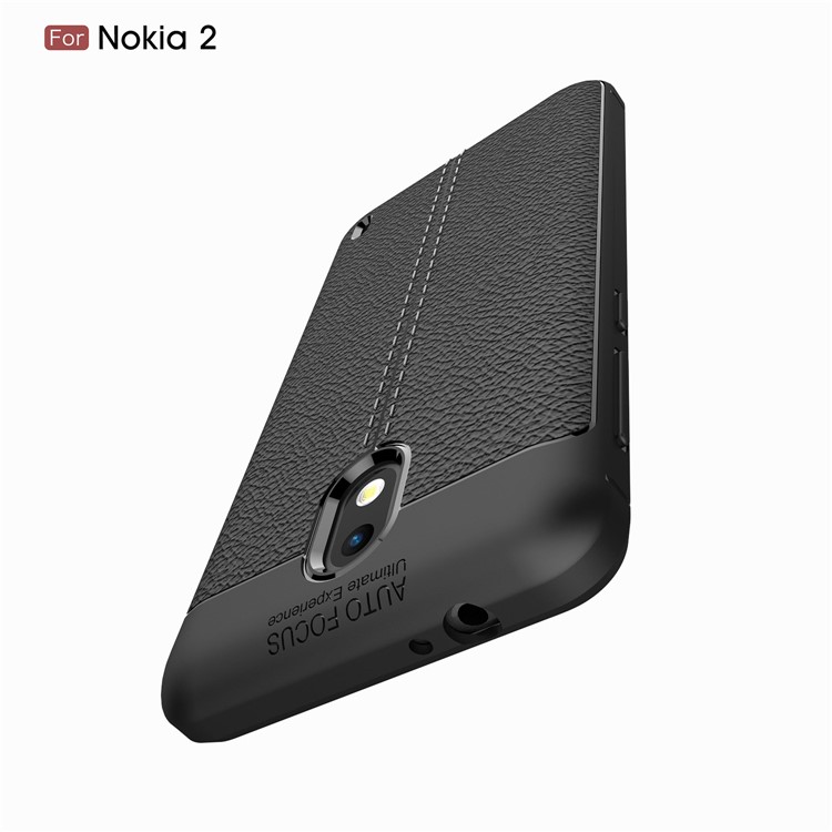 Litchi Grain Soft TPU Back Cover for Nokia 2 - Black-10