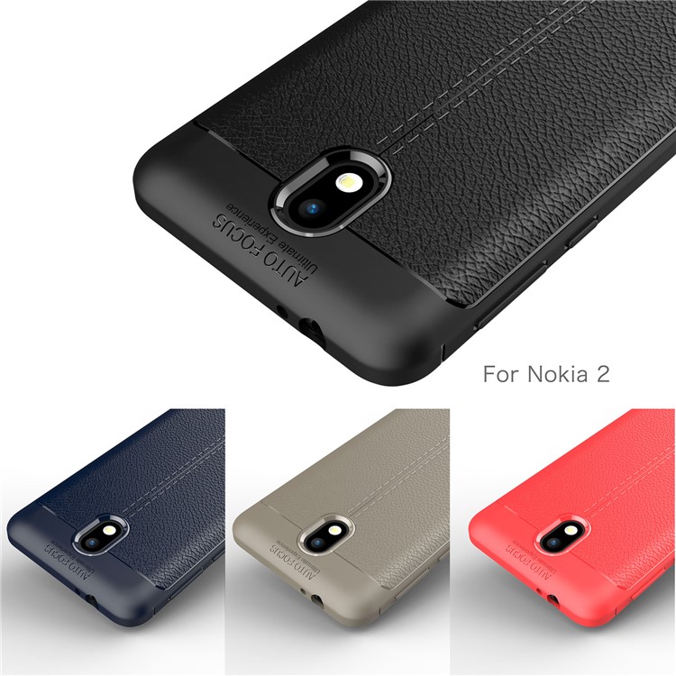 Litchi Grain Soft TPU Back Cover for Nokia 2 - Black-14