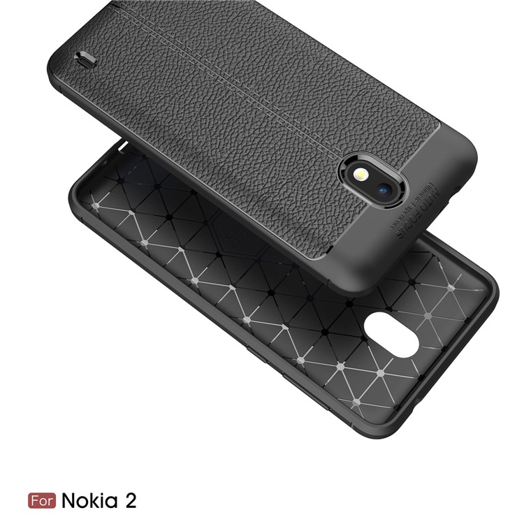 Litchi Grain Soft TPU Back Cover for Nokia 2 - Black-2