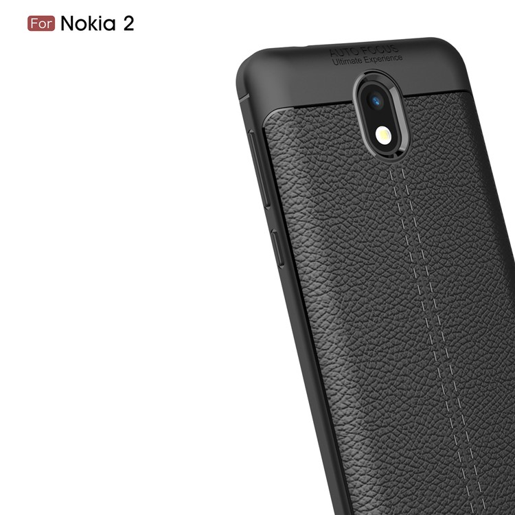 Litchi Grain Soft TPU Back Cover for Nokia 2 - Black-3