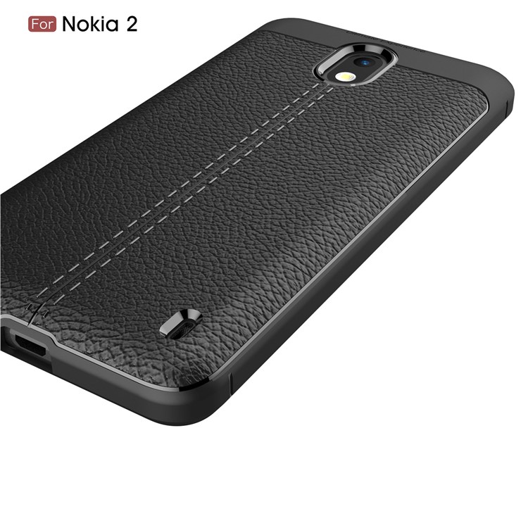 Litchi Grain Soft TPU Back Cover for Nokia 2 - Black-4