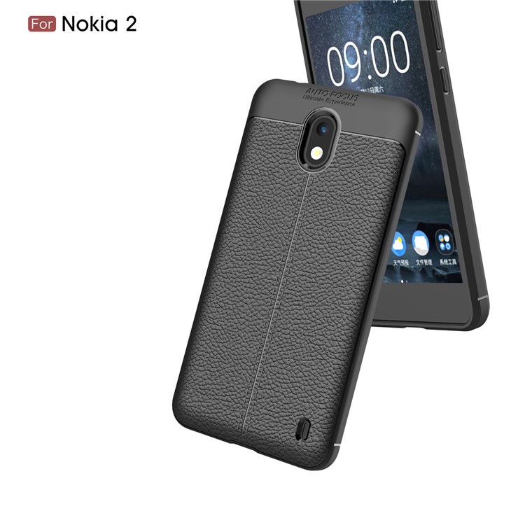 Litchi Grain Soft TPU Back Cover for Nokia 2 - Black-6