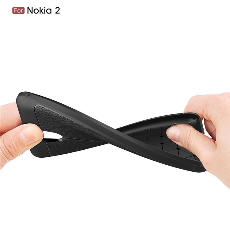 Litchi Grain Soft TPU Back Cover for Nokia 2 - Black-8