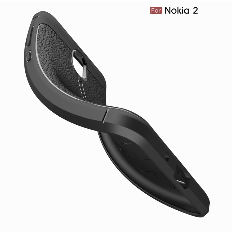 Litchi Grain Soft TPU Back Cover for Nokia 2 - Black-9