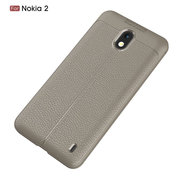 Litchi Grain Soft TPU Back Case for Nokia 2 - Grey-2