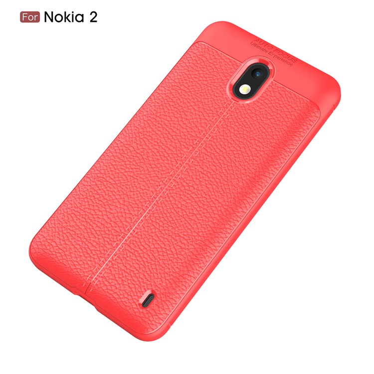 Litchi Grain Soft TPU Back Shell for Nokia 2 - Red-2