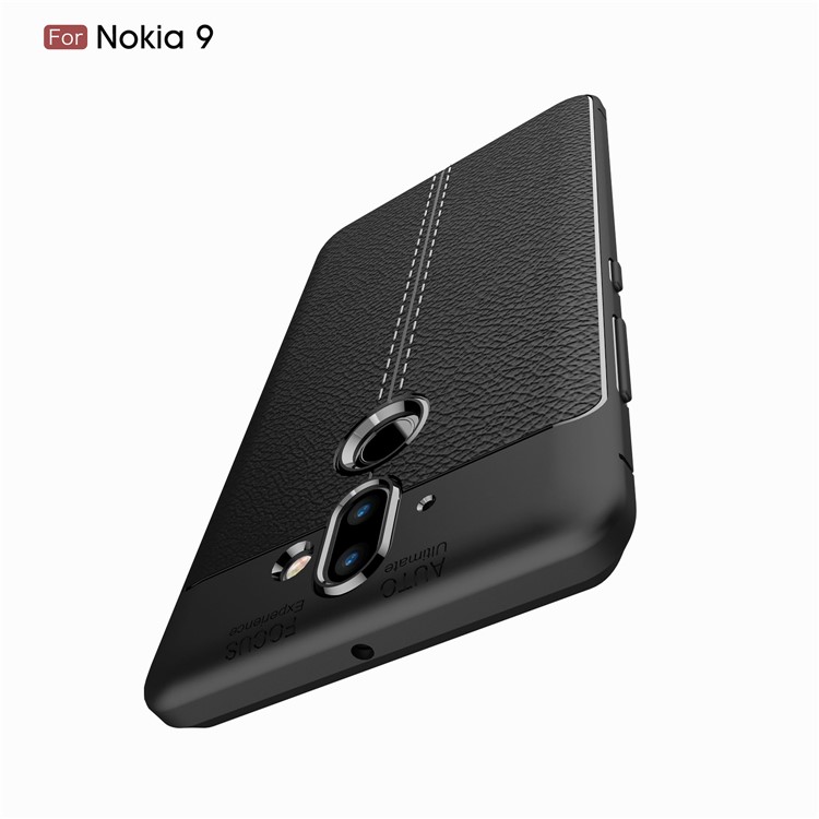 Litchi Grain Soft TPU Back Cover for Nokia 9 / 8 Sirocco - Black-10
