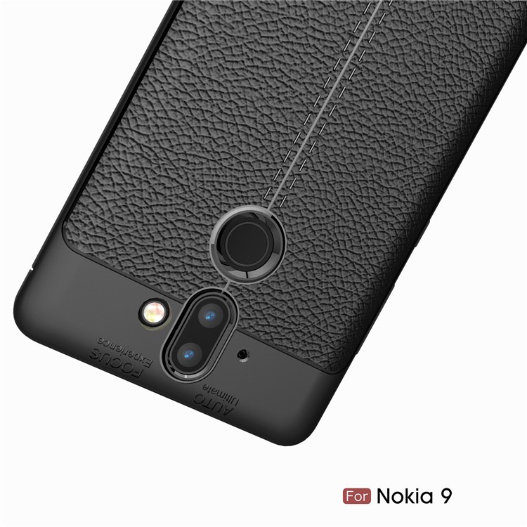 Litchi Grain Soft TPU Back Cover for Nokia 9 / 8 Sirocco - Black-11