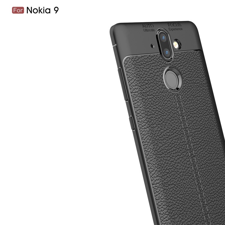 Litchi Grain Soft TPU Back Cover for Nokia 9 / 8 Sirocco - Black-3
