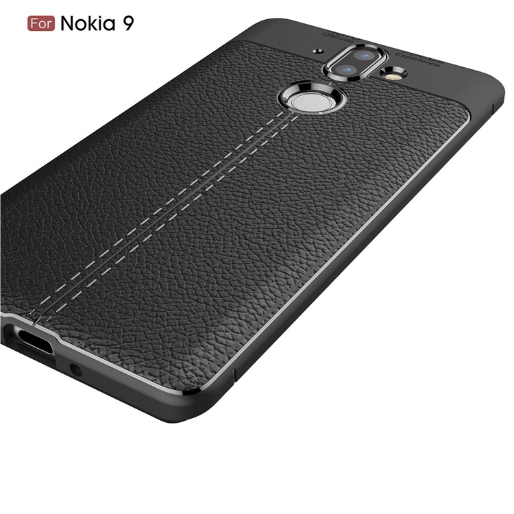 Litchi Grain Soft TPU Back Cover for Nokia 9 / 8 Sirocco - Black-4