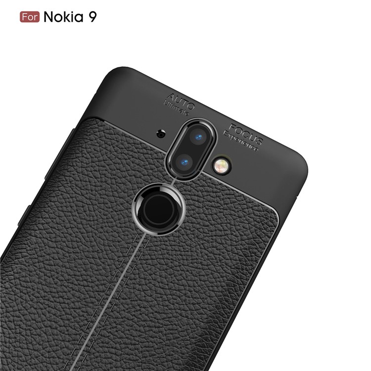 Litchi Grain Soft TPU Back Cover for Nokia 9 / 8 Sirocco - Black-5