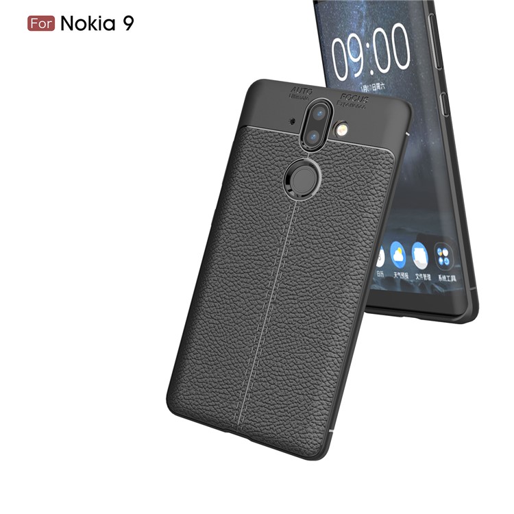 Litchi Grain Soft TPU Back Cover for Nokia 9 / 8 Sirocco - Black-6