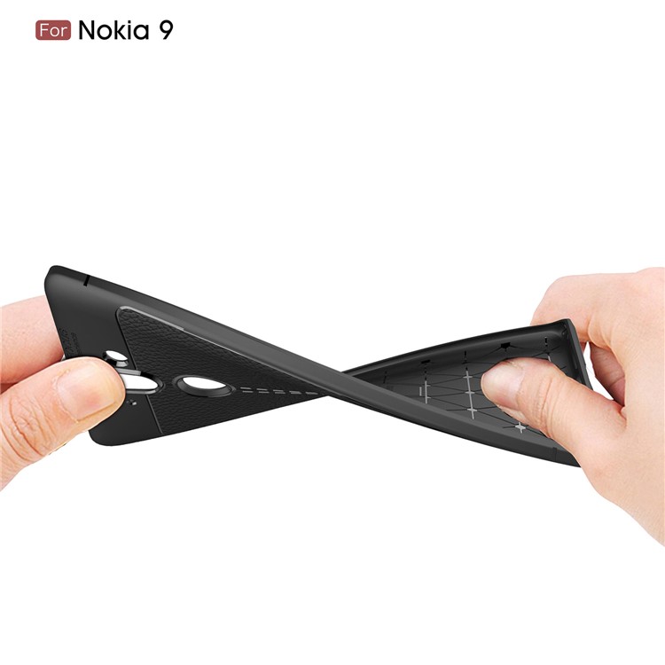 Litchi Grain Soft TPU Back Cover for Nokia 9 / 8 Sirocco - Black-8