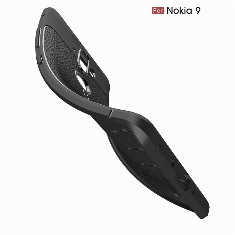 Litchi Grain Soft TPU Back Cover for Nokia 9 / 8 Sirocco - Black-9