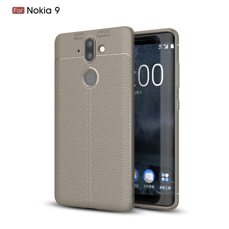 Litchi Grain Soft TPU Back Case for Nokia 9 / 8 Sirocco - Grey-1
