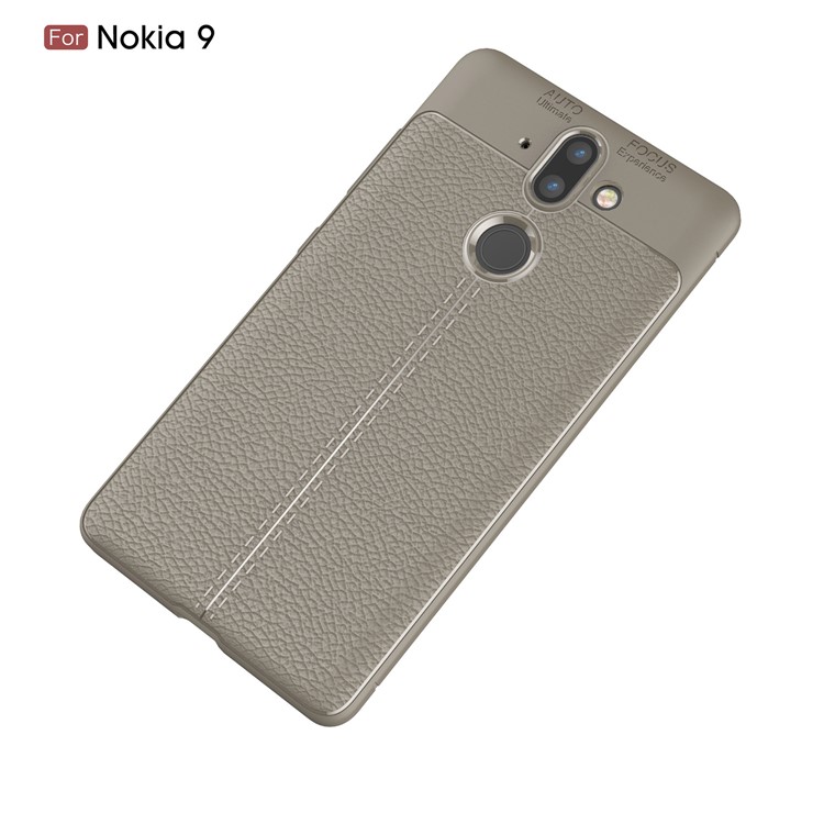 Litchi Grain Soft TPU Back Case for Nokia 9 / 8 Sirocco - Grey-2