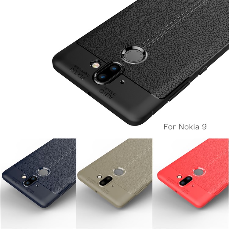Litchi Grain Soft TPU Back Case for Nokia 9 / 8 Sirocco - Grey-4