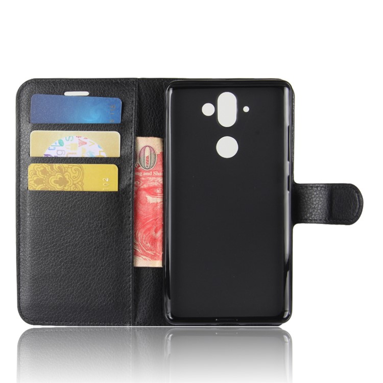 For Nokia 9 Litchi Texture Leather Wallet Stand Case - Black-3